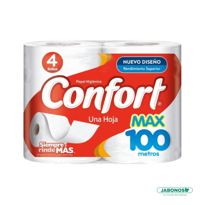 PAPEL HIGIENICO CONFORT MAX H/S 100MTS x4UN1