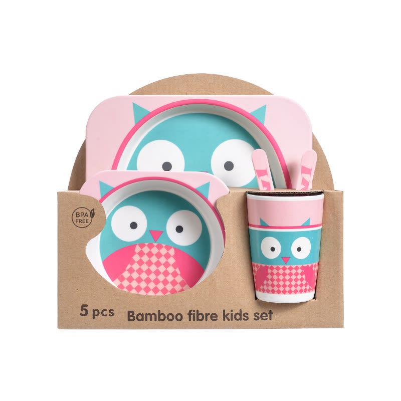 Set de platos Bambú 5pcs Búho