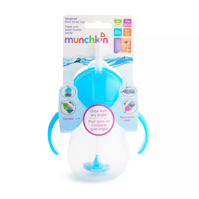 Vaso Antiderrame Weighted con Asas 207 ml | Munchkin Azul