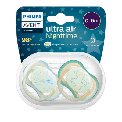 Chupete Ultra Air Night 0-6M Niño Avent