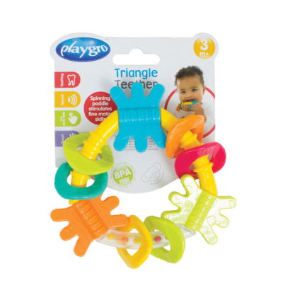 Mordedor Triangular Playgro | Mordedor + Sonajero para Bebés 3m+2