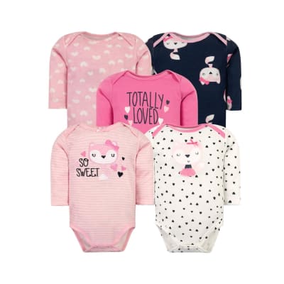 Set de 5 Bodys para Bebé 100% Algodón - Fox Pink1