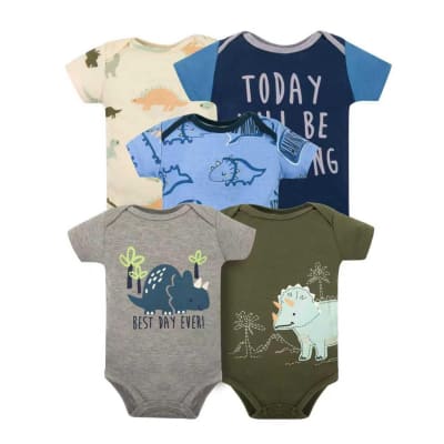Set de 5 Bodys Manga Corta 100% Algodón-Triceratops1