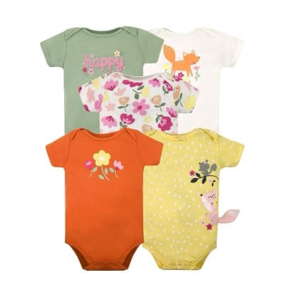 Set de 5 Bodys Manga Corta 100% Algodón-Zorrita