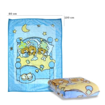 Frazada con broche tres Osos - Celeste1