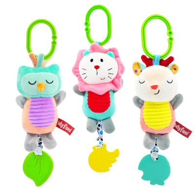 Peluche Sonajero Sensorial para Bebé con Mordedor y Colgante2