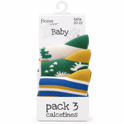 Pack triple calcetines niño dinosaurio1