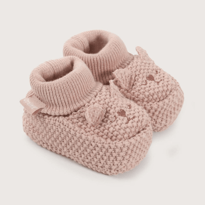 Pantufla bebé tejida Rosado