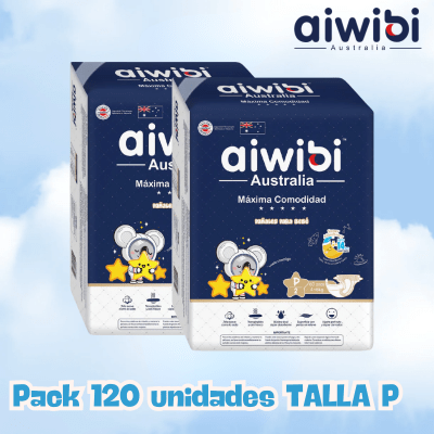Pack pañales Aiwibi 120un Talla P1