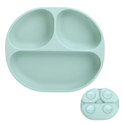 Plato de Silicona con Succión y Divisiones Azul