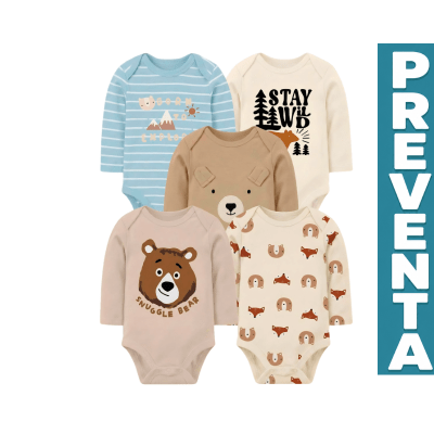 Set 5 bodys manga larga Oso