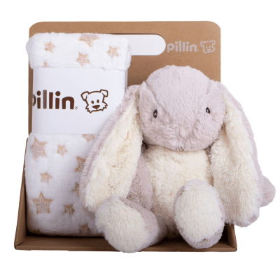 Set Peluche con Manta Conejo Bebé Niño Beige | Pillín3