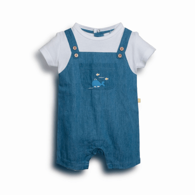 Mameluco Recién Nacido Unisex Denim Algodón Pillín