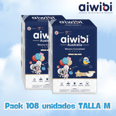 Pack pañales Aiwibi 108un Talla M
