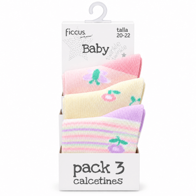 Pack triple calcetines niña flores1