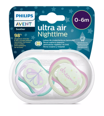 Chupete Ultra Air Night 0-6M Niña Avent2