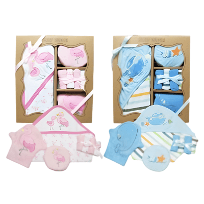 Set de baño textil para recién nacido 7 piezas