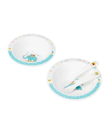 Set de platos y cubiertos Azul1