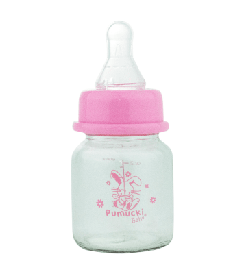Mamadera recién nacido vidrio 60ML Rosada1