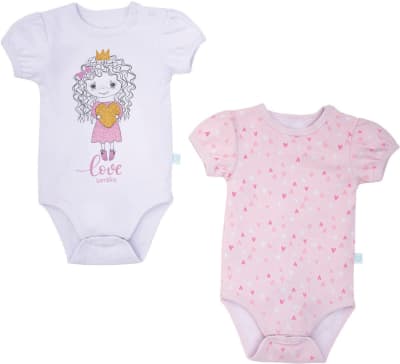 SET 2 BODYS MANGA CORTA ROSADO PRINCESA NIÑA1