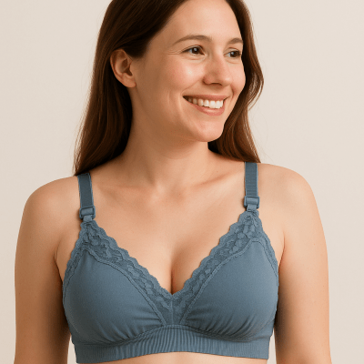Sostén Maternal con Broche para Lactancia Azul grisáceo1