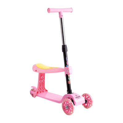 Scooter 2 en 1 con Asiento Plegable XT04 Rosa