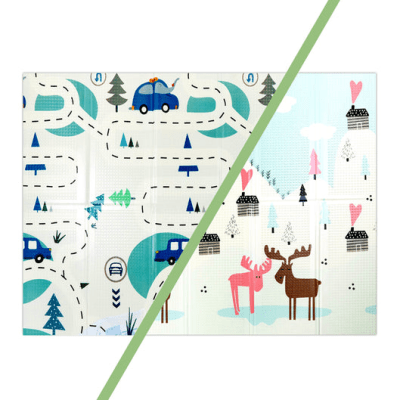 Alfombra Antigolpes Infantil Plegable Auto y Montaña 180x200