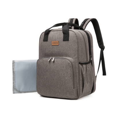 Mochila Maternal 3 En 1 Pañalera Cuna y Mudador Portátil Gris3