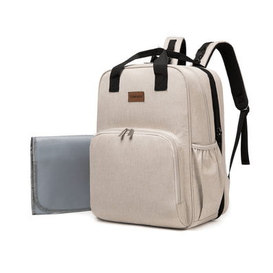 Mochila Maternal 3 En 1 Pañalera Cuna Y Mudador Portátil Beige3