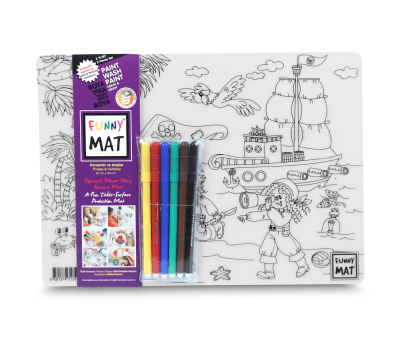 2 pack Tapete Piratas y Vehículos con 6 rotuladores-Funny Mat