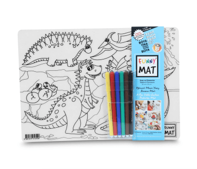 2 Pack Tapete Espacio y Dinosaurios con 6 rotuladores-Funny mat1