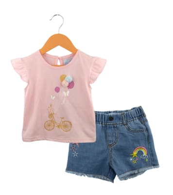 Conjunto de short y polera jeans niña1