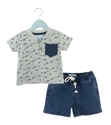 Conjunto de short y polera jeans niño1