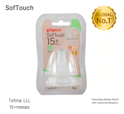Tetina Pigeon Softouch Boca Ancha LLL 15+ Repuesto x2
