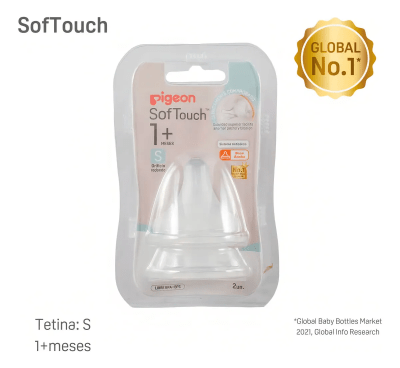 Tetina Pigeon Softouch Boca Ancha S 1+ Repuesto x2