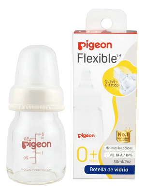 Biberón Pigeon Boca Standard (vidrio) 50 Ml Blanco Sin Dibujos