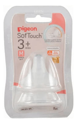 Tetina Pigeon Softouch Boca Ancha m 3+ Repuesto x2