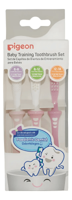 Cepillos Dentales - Set De Aprendizaje - 3 Pasos Rosado - Pigeon2
