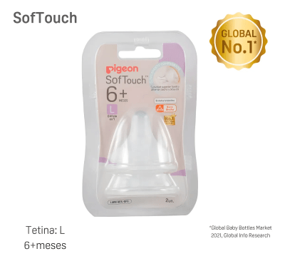 Tetina Pigeon Softouch Boca Ancha L 6+ Repuesto x2