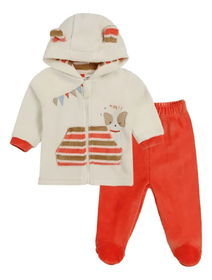 Traje 2 pcs de plush perrito bebé1
