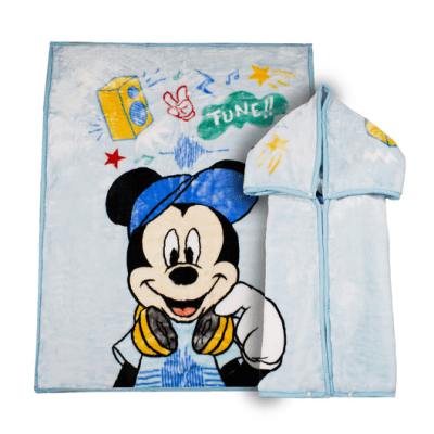 Saco con Broche Ultra Soft Mickey Music 80x110cm Celeste2