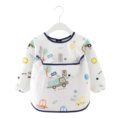 Babero con manga azul1