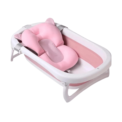 Pack Bañera plegable + malla Rosado1