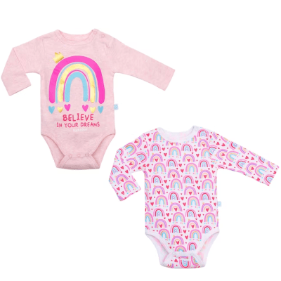 Set 2 Body Manga Larga Rosado Arcoíris1