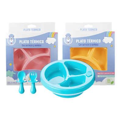 Plato térmico para bebé con divisiones