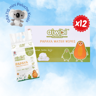 Caja de 12 Paquetes de Toallitas húmedas de Papaya con Agua de Manantial