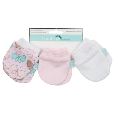 Set 3 Mitones Rosado Mariposa2