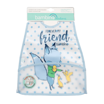 Babero de Alimentación Impermeable PEVA Celeste Zorro1