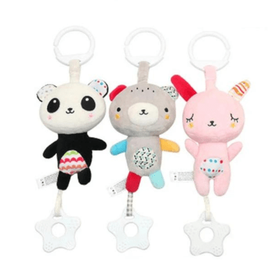 Peluche sensorial con sonajero animales4