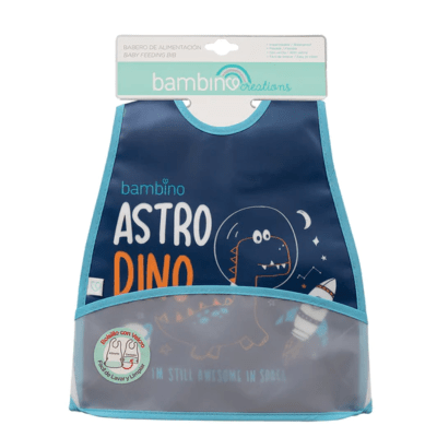 Babero de Alimentación Impermeable PEVA Azul Dinosaurio
